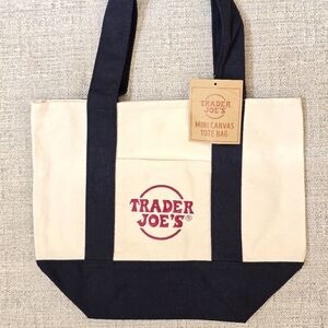 Trader Joe's Mini Canvas Tote Bag Blue